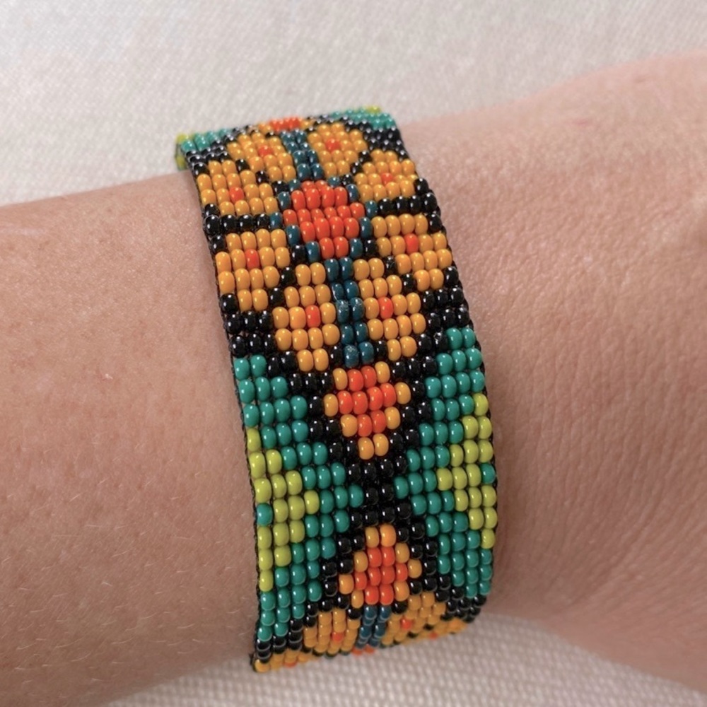 Mayan Hand Beaded Peyote Bracelet